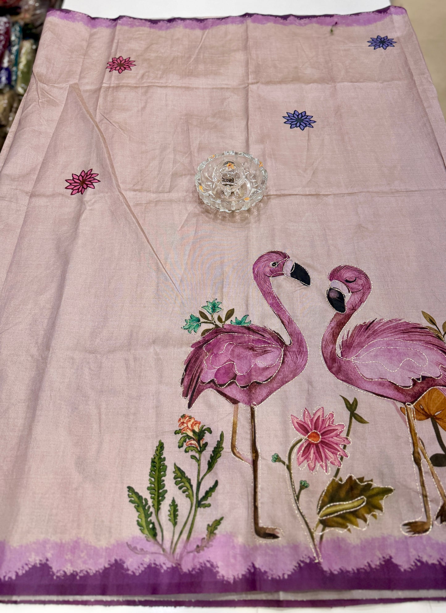 Assam silk saree for women with aari embroidery and paithani motifs, festive wear saree with blouse