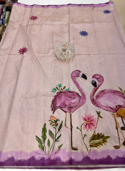 Assam silk saree for women with aari embroidery and paithani motifs, festive wear saree with blouse