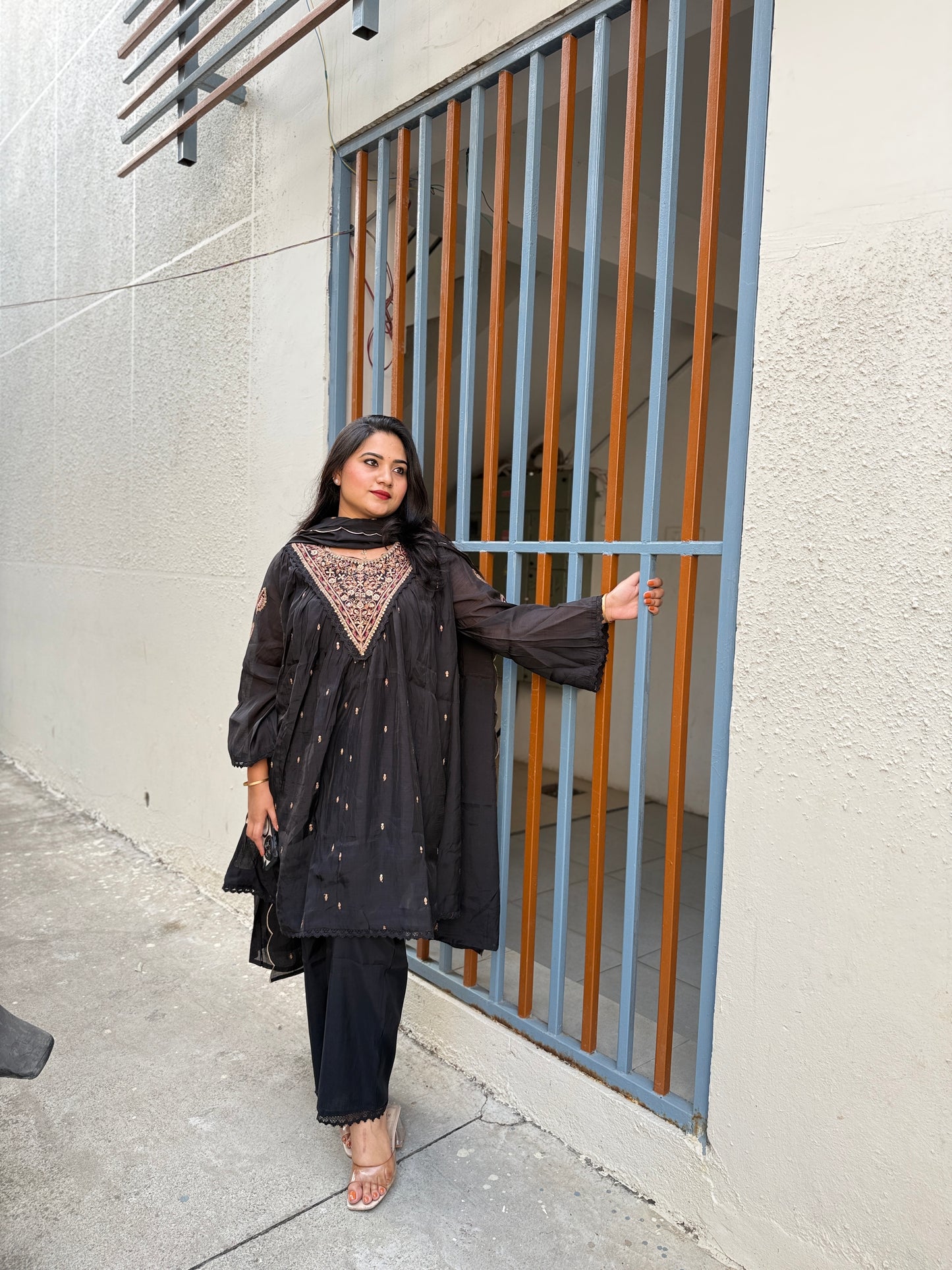 Mul Chanderi Kurta Palazzo Dupatta Set for Women with Embroidery – Festive Wear, Sizes 38–46