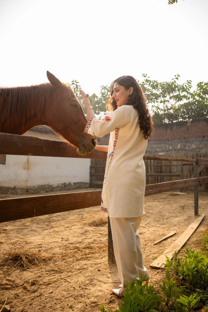 Women's Cotton Flex Embroidered Kurta Pant Set – Daily Wear (Sizes M to XXL)