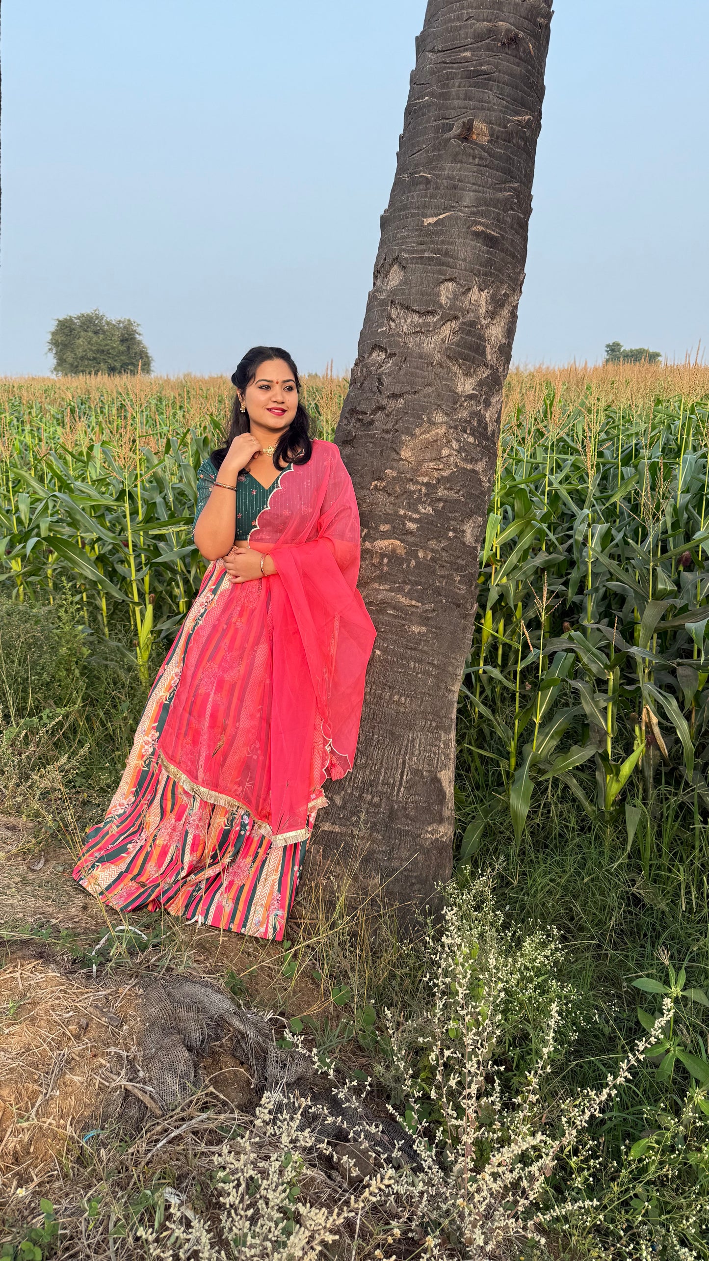 Multicolor Crepe Silk Digital Floral Printed Lehenga Choli with Dupatta for Women – XL and 2XL Sizes