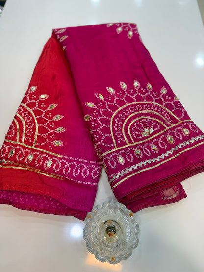 Pure Modal Silk Saree with Embroidered Border and Matching Blouse