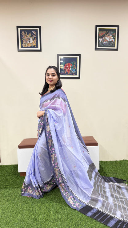 Temple Mangalgiri Pure Pattu Handloom Silk Saree with Embroidery Border