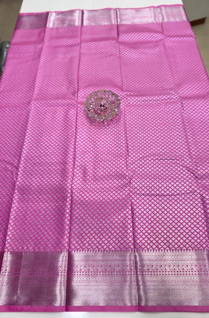 Traditional Kanchipuram Style Silk Saree for Women with Zari Border and Blouse Piece | Power-loom Woven Saree