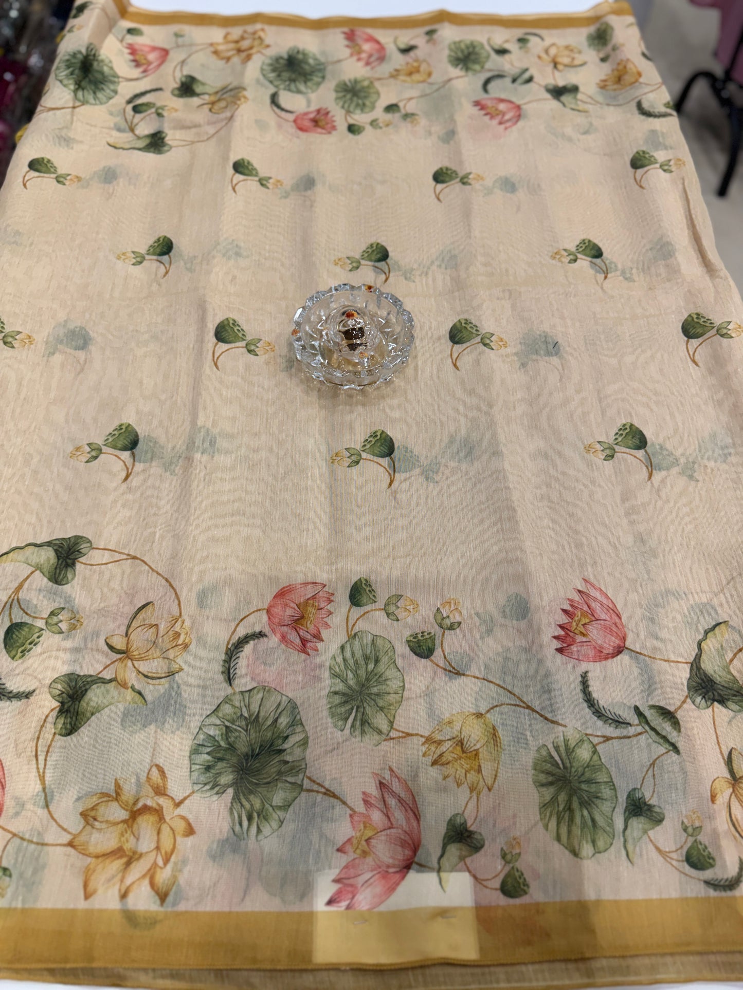 Cotton Chanderi Silk Floral Printed Saree with Blouse Piece