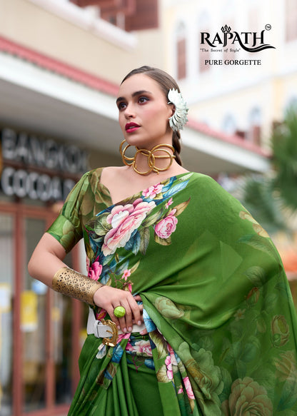 Pure Georgette Saree with Exclusive Digital Prints – Women’s Festive and Party Wear