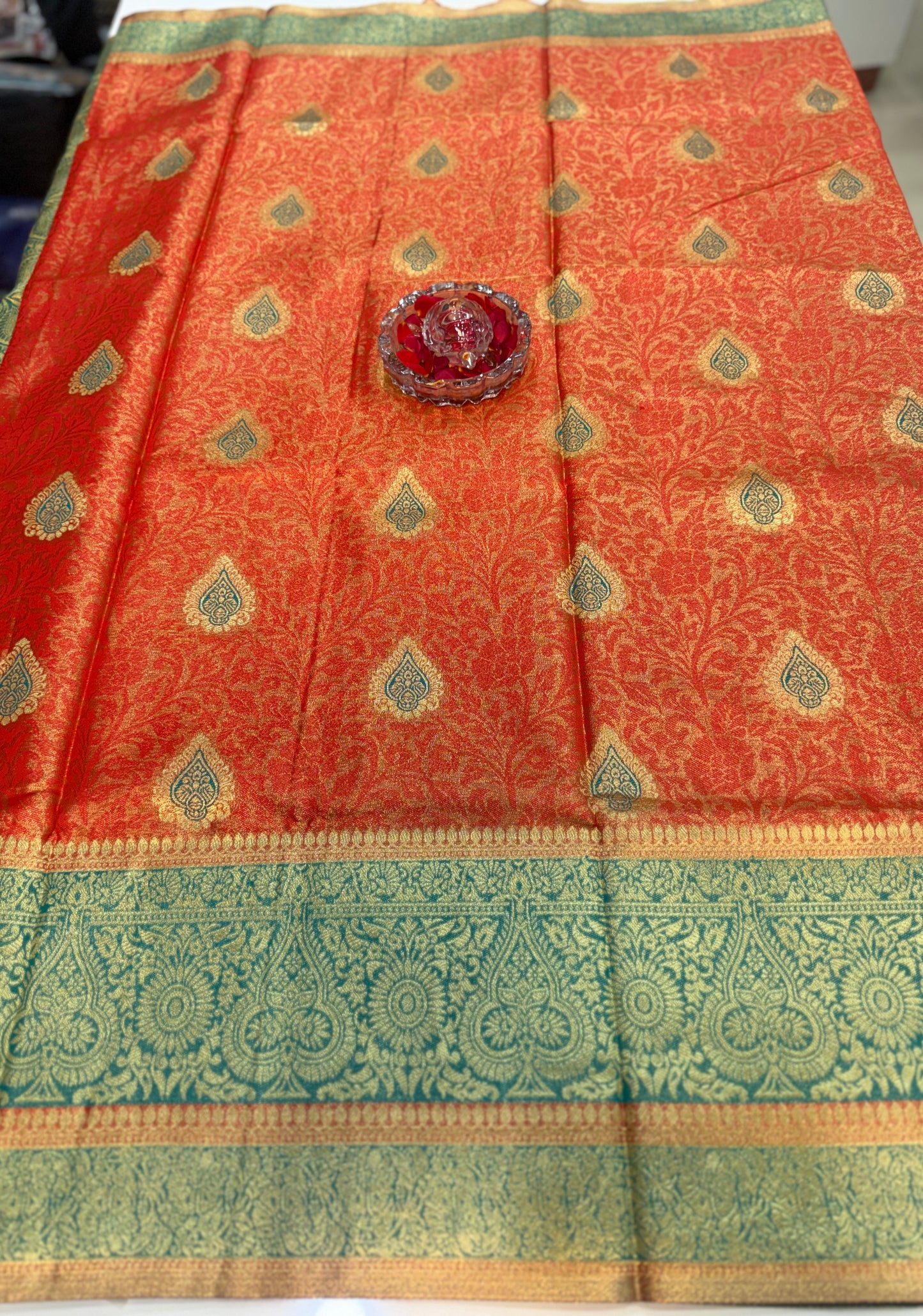 Pure Soft Silk Saree with Rich Zari Weaving and Multicolor Thread Work, Running Silk Blouse
