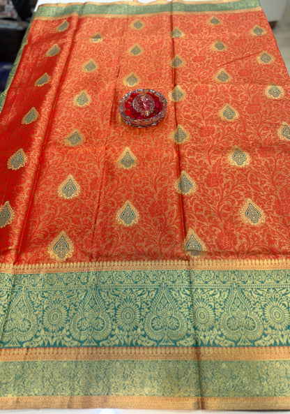 Pure Soft Silk Saree with Rich Zari Weaving and Multicolor Thread Work, Running Silk Blouse