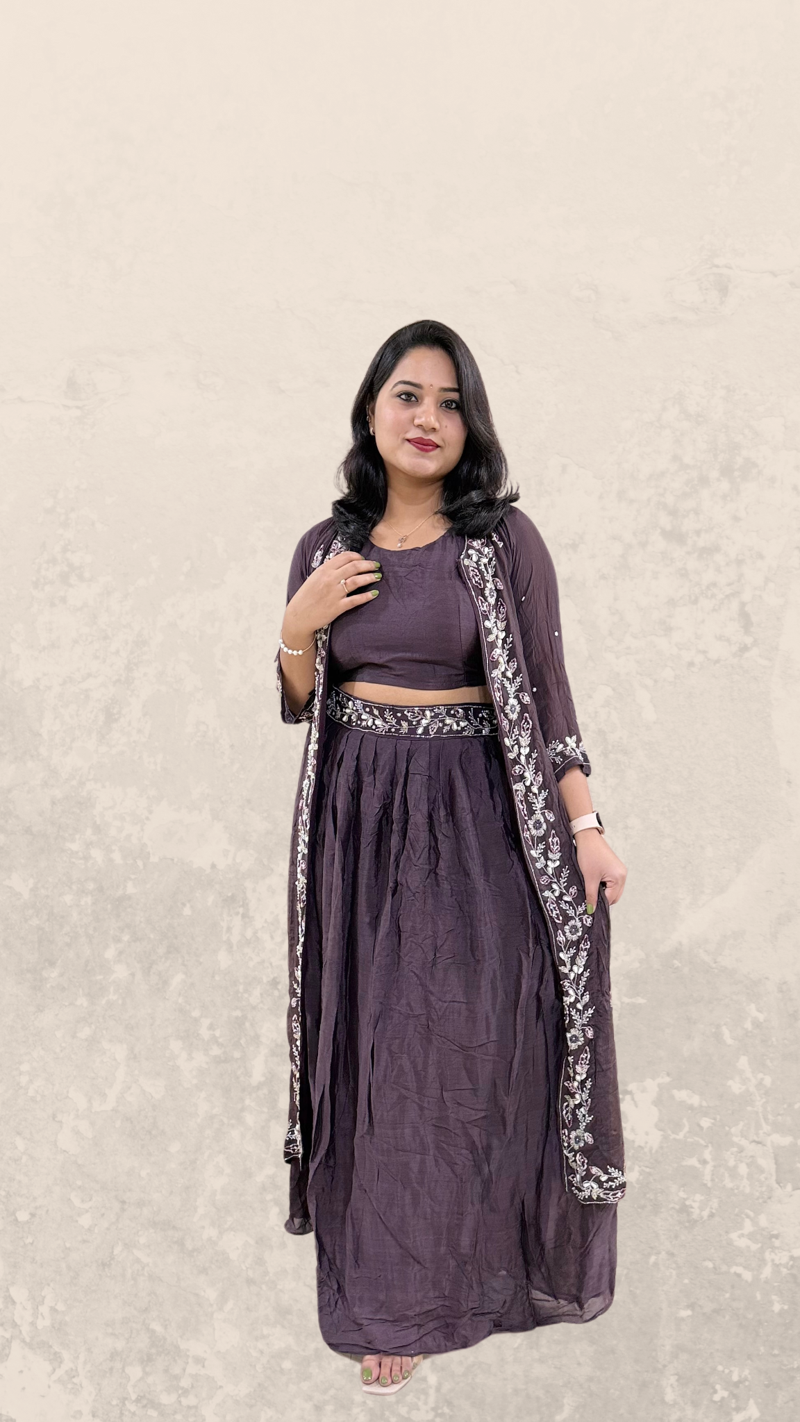 Chinon Chiffon Skirt Choli Set with Heavy Handwork Jacket – M to 2XL Sizes Available