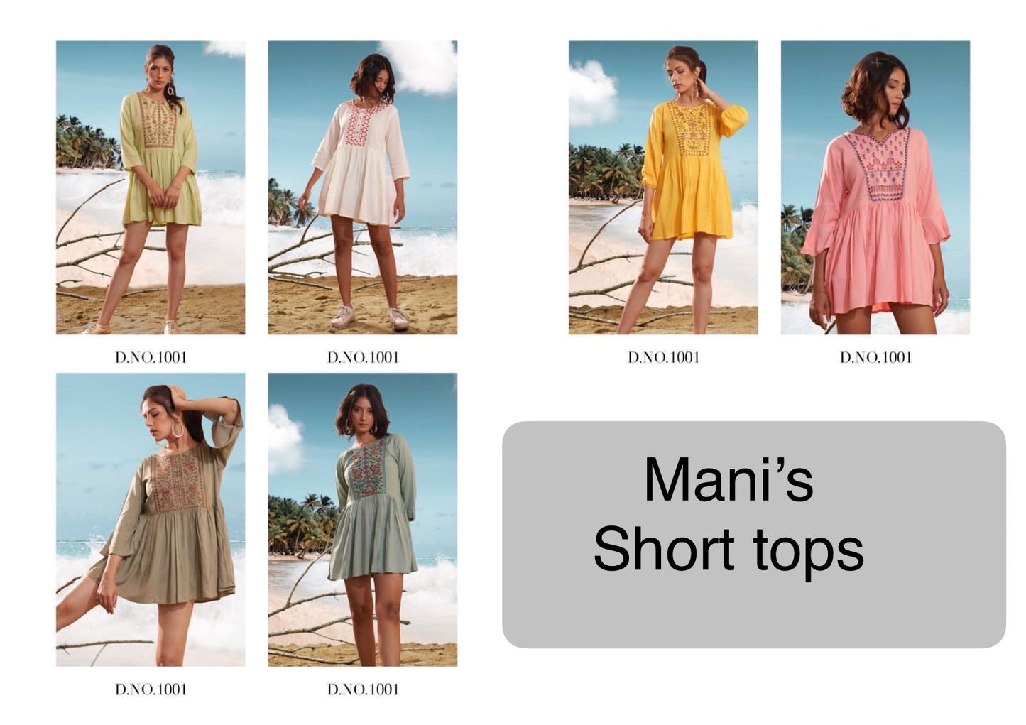 Rayon Embroidered Short Top with Three-Quarter Sleeves – Sizes S to 3XL