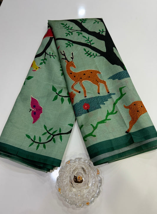 Assam silk saree for women with aari embroidery and paithani motifs, festive wear saree with blouse