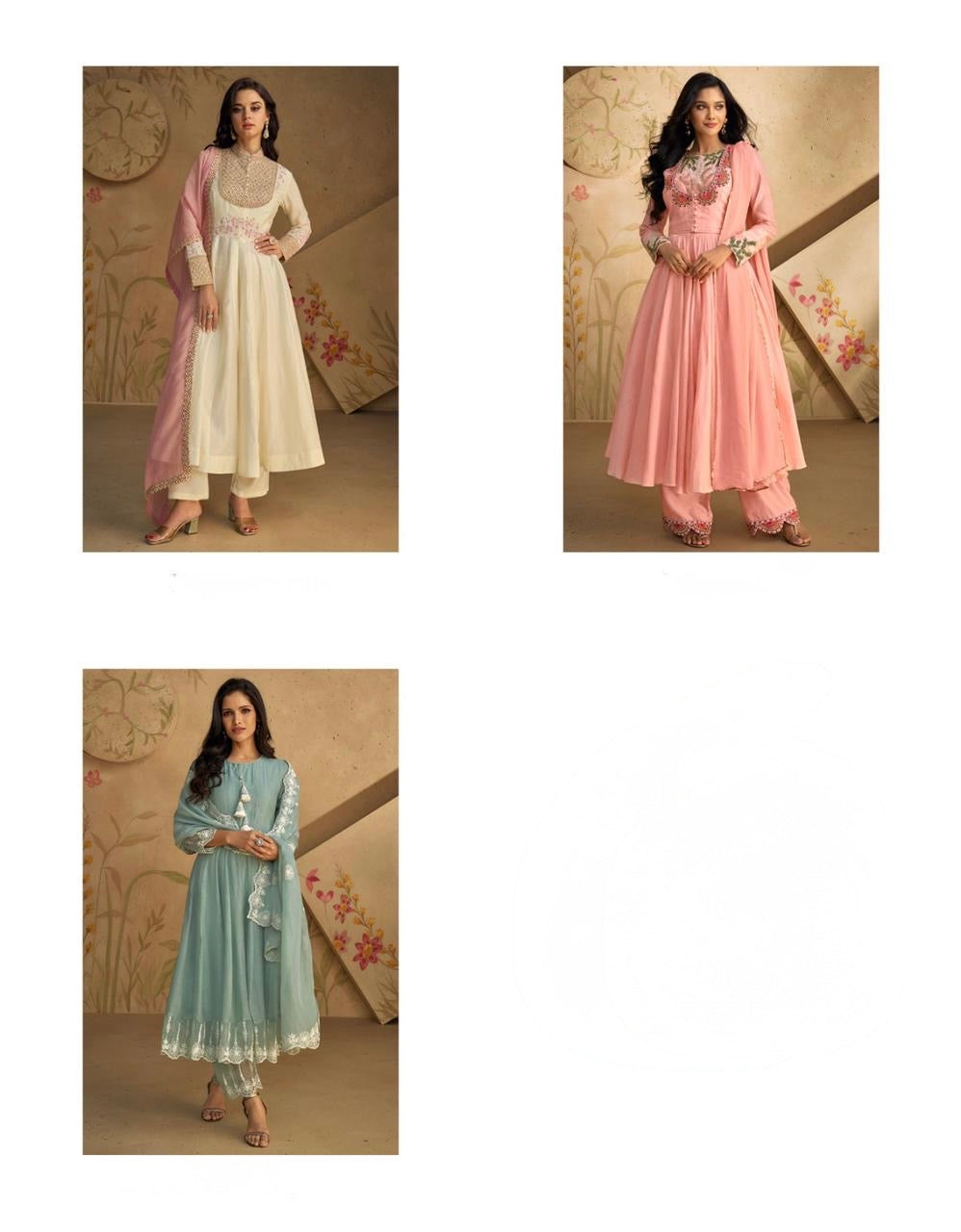 Pure Real Silk Ethnic 3-Piece Set with Embroidered Tissue or Organza Dupatta – Free Size Stitched