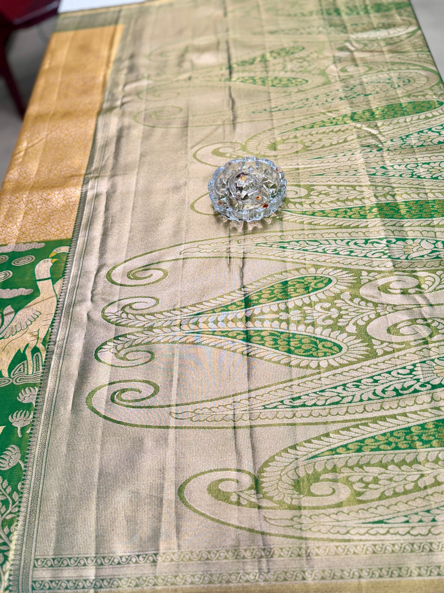 Semi Pattu Silk Saree with Zari Border and Contrast Pallu for Women