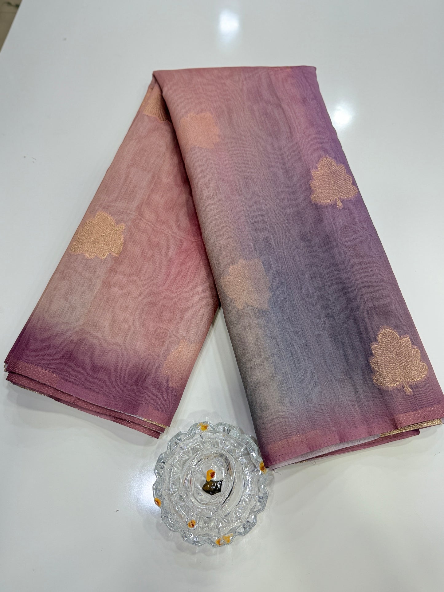 Soft Handloom style Silk Saree with Zari Leaf Weaving and Gradient Shading – Festive Wear Saree for Women