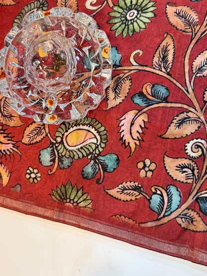 Kota Silk Printed Saree with Floral Design and Contrast Pallu for Women