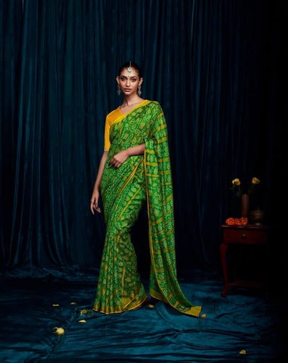 soft brasso printed saree with tassel pallu and embroidery blouse – festive partywear for women