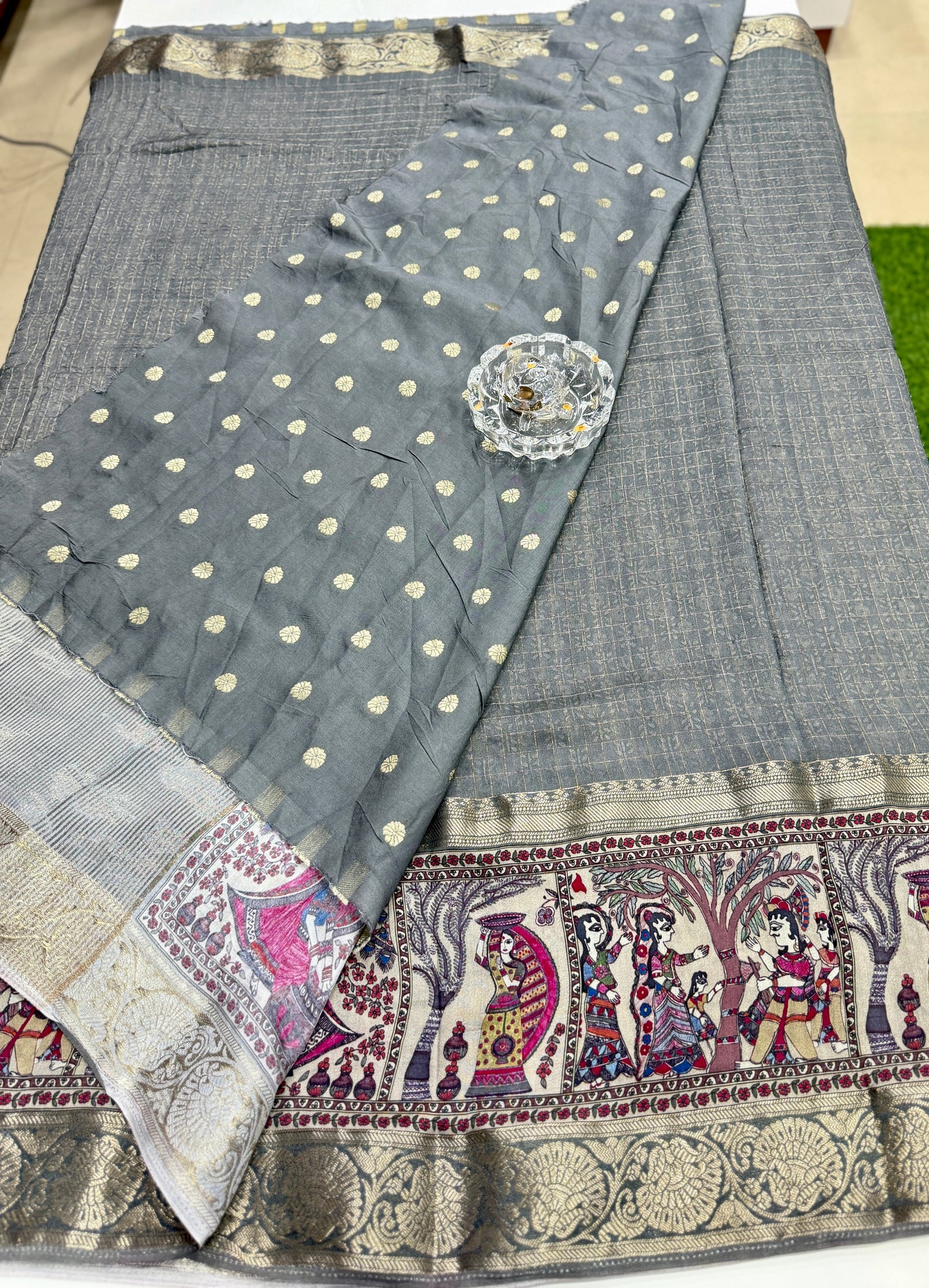 Russian Bentex Border Chittpallu Viscose Crepe Silk Saree with Zari Weaving – Festive Wear