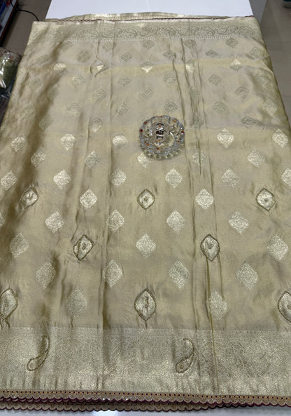 Premium Viscose Silk Saree with Heavy Embroidered Designer Blouse – Wedding and Bridal Wear