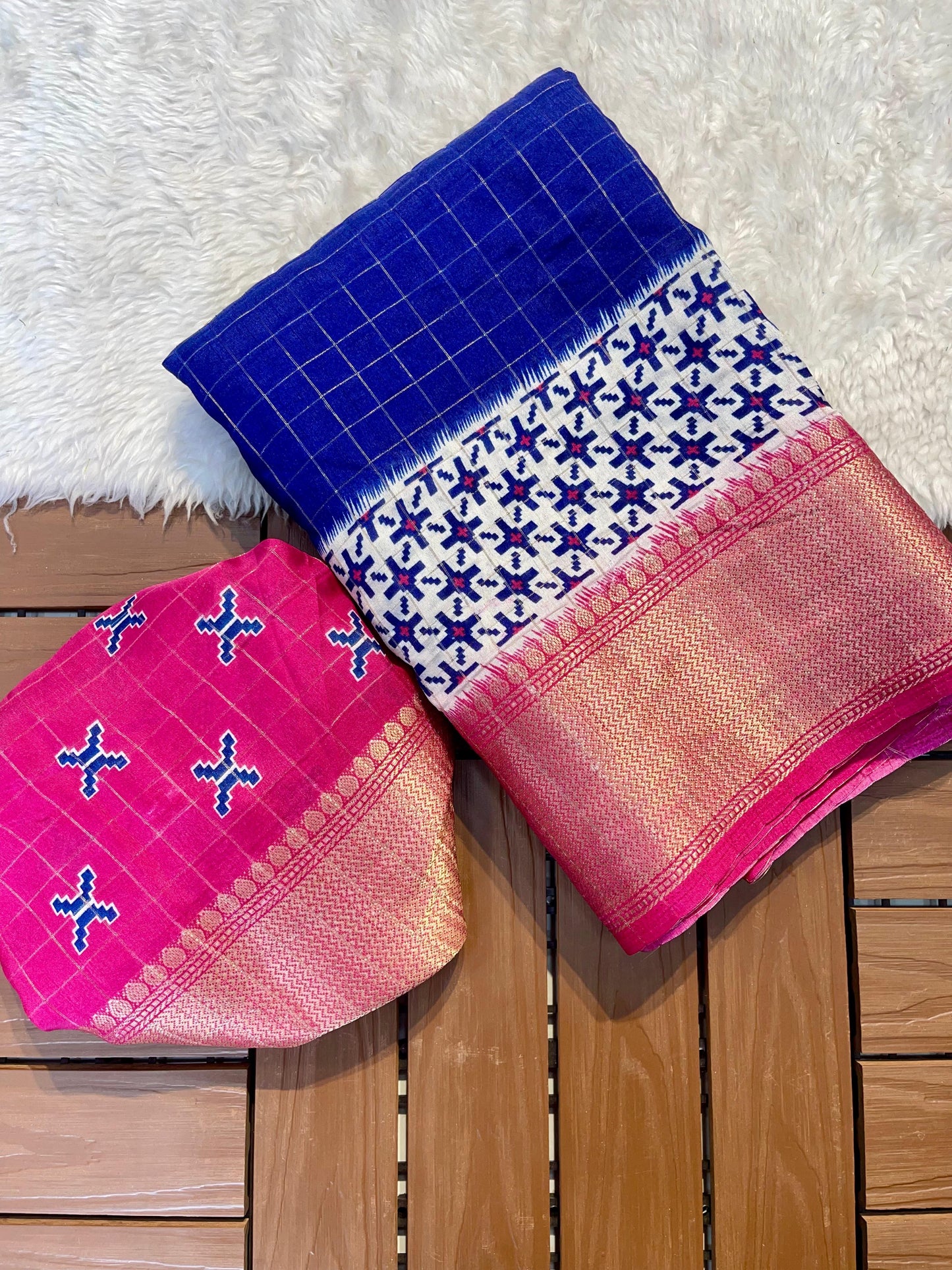 Digital Kalamkari Printed Dola Silk Saree with Gold Zari Jacquard Pattu Border – With Blouse Piece