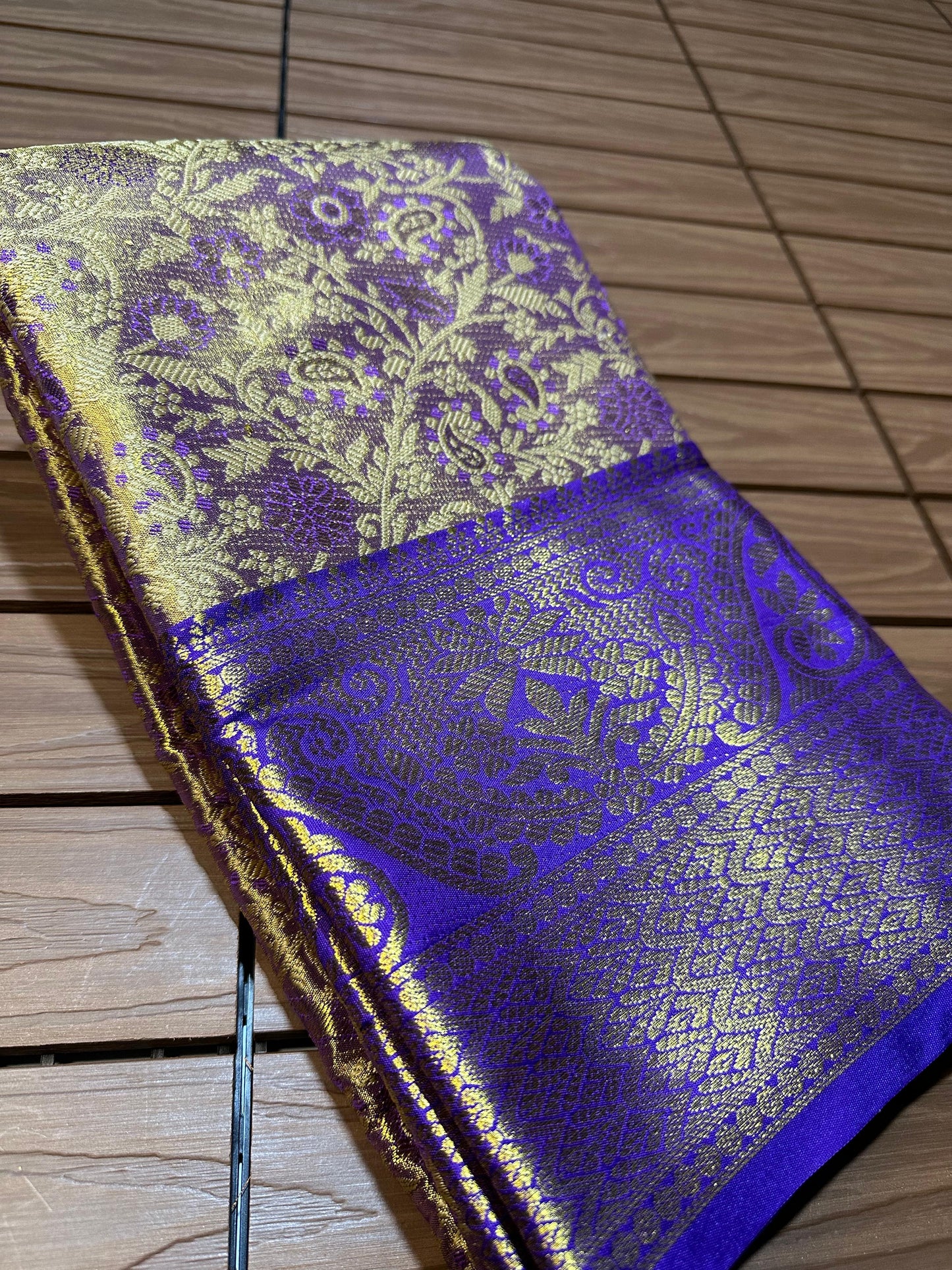 Kanjivaram Silk Saree with Mina Weaving, Nylon Zari Border, Rich Pallu and Blouse Piece