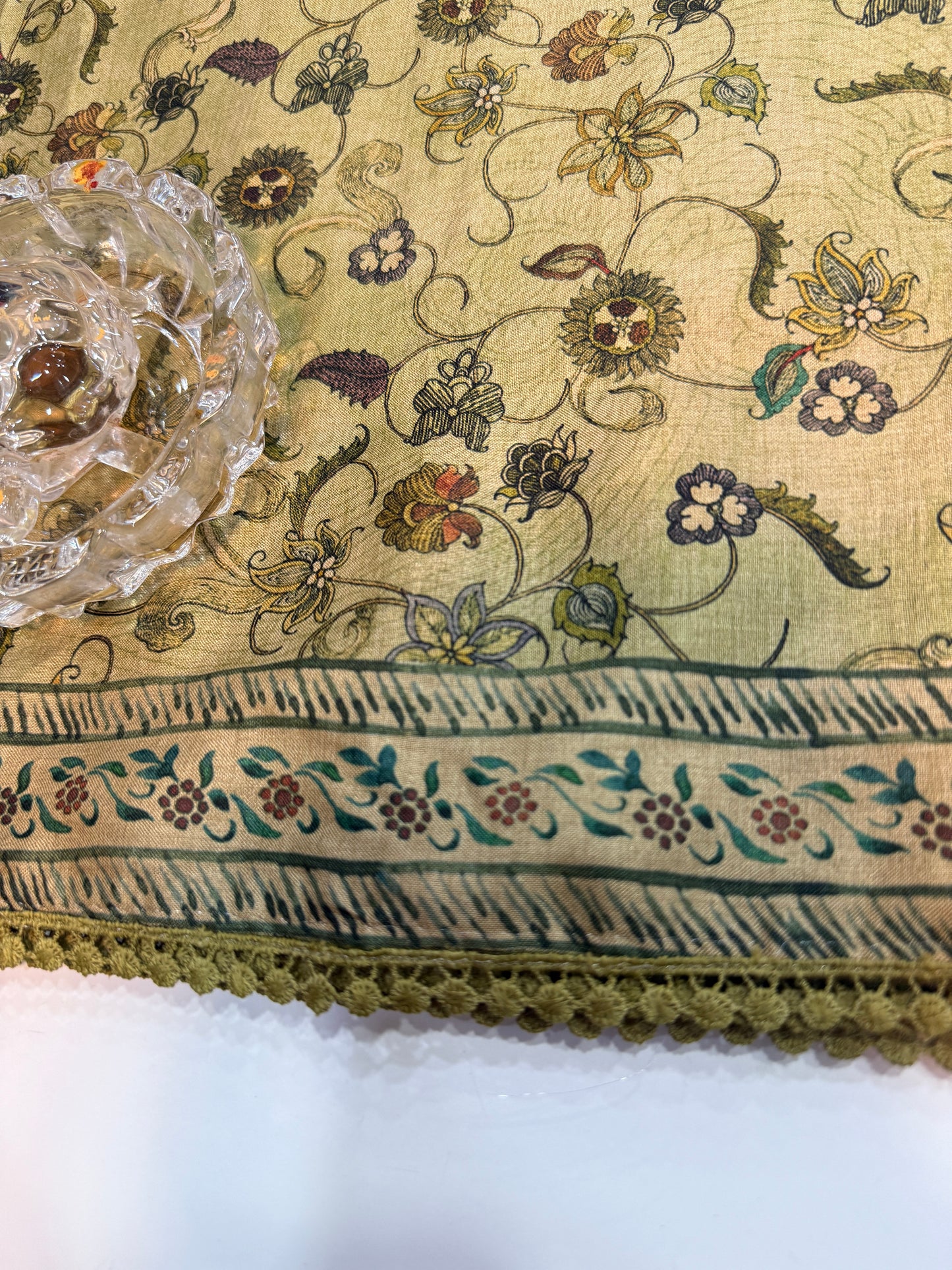 Nilambari Silk Floral Printed Saree with Lace Border