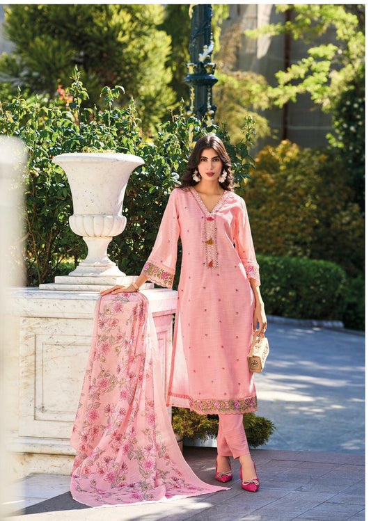 Pure Linen Kurti Pant Set with Zari Digital Print Dupatta – Pakistani Style Women’s Ethnic Wear