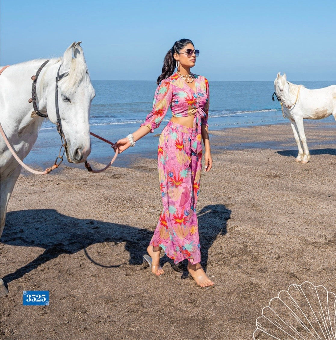 Viscose Chiffon Digital Printed Crop Top with Palazzo – Designer Summer Wear – Sizes S to XL