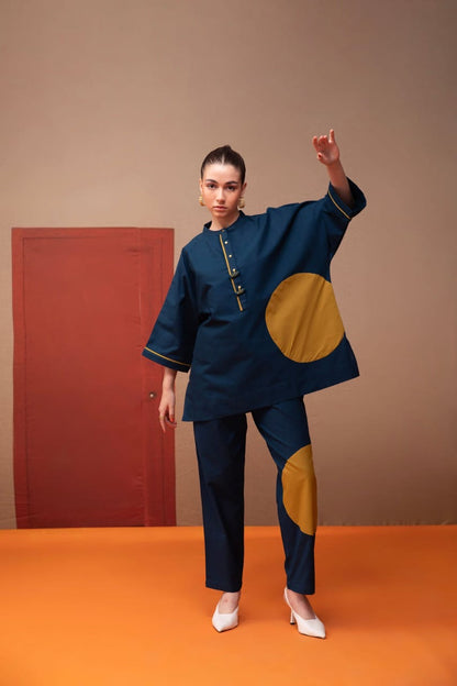 Cotton Applique Co-Ord Set for Women with Fish Button Detailing – Artistic Ethnic Wear (M to XXL)