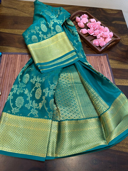 Pure Brocade Mysore Silk Saree for Women – 120 Gram, Rich Pallu Design, Silk Mark Certified