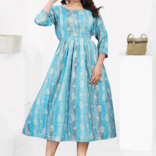 Rayon Capsule Print Relaxed Kurti with Functional Side Zips – XL & XXL