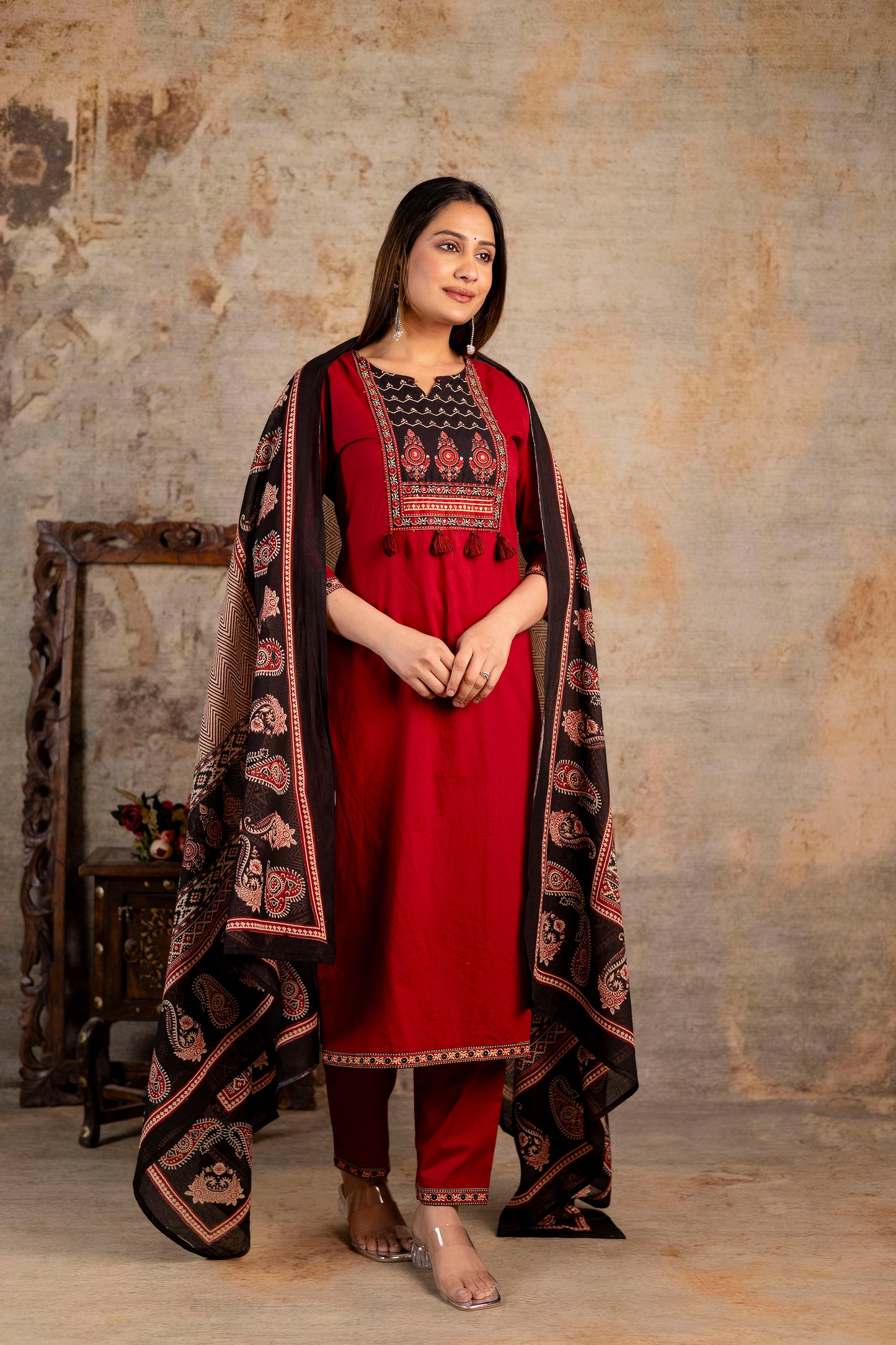 Pure Cotton Printed Kurti Pant Dupatta Set for Women