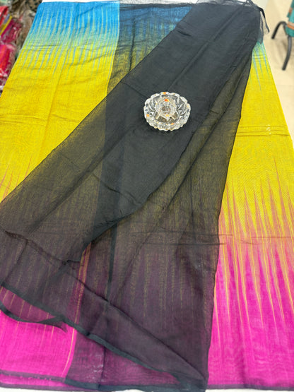 Ikat Kotki Cotton Silk Saree for Women with Matching Blouse Piece – Handwoven Traditional Design