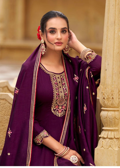 Silk Kurta Afghani Pant Dupatta Set with Fancy Work and Heavy Border Dupatta – XL & XXL