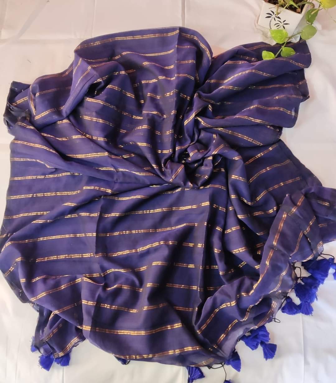 Soft Striped Saree for Women with Blouse Piece – Elegant Pastel and Vibrant Color Options