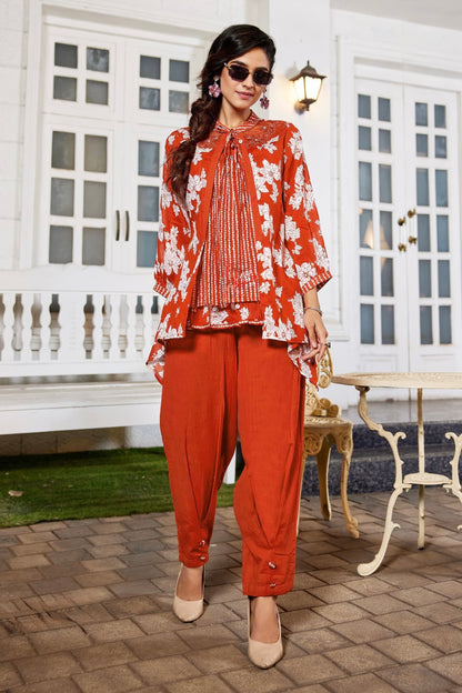 Soft Cotton Co-Ord Set for Women with Hand Cutwork – Mul Cotton Top and Cotton Bottom