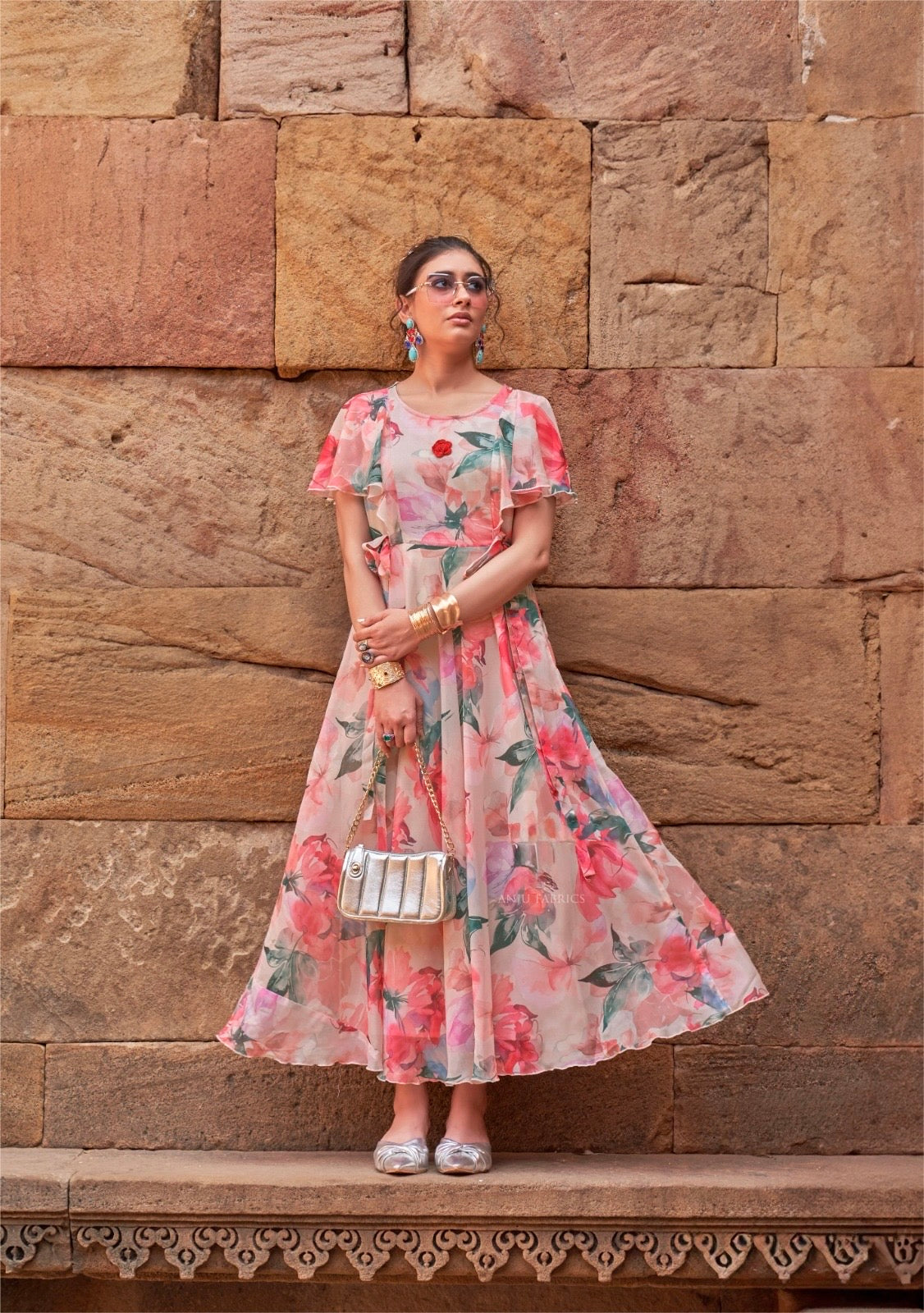 Premium Chiffon Floral One-Piece Dress – Women’s Summer Wear (L to 3XL)