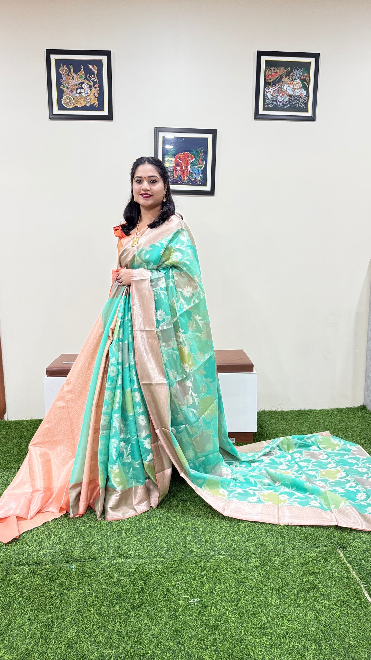 Banarasi Alfi Rangkat Silk Saree with Multicolor Gradient and Intricate Zari Weaving – Wedding Wear