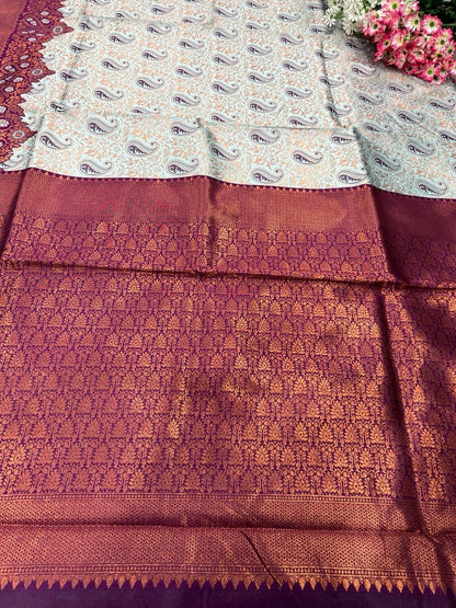 Triple Weaving Zari Tissue Silk Saree