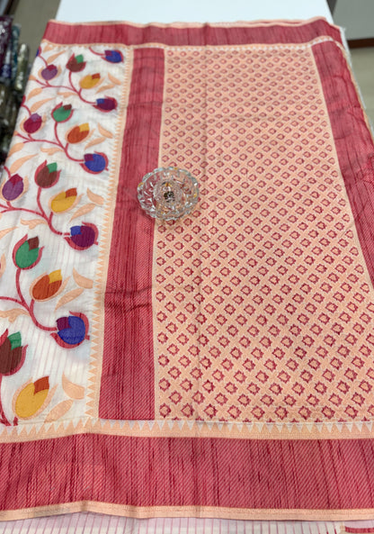 Soft silk floral printed saree with contrast blouse, lightweight festive wear saree for women