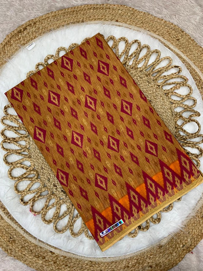 Pure Suti Cotton Saree with Traditional Batik Print – Chikko Tone and Multiple Colour Options