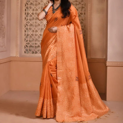 Banglori Handloom Raw Silk Saree with Rich Weaving Pallu and Blouse Piece for Women