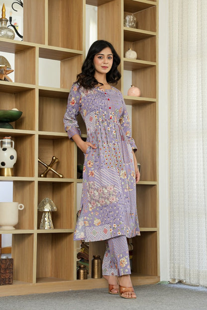 Premium Cotton Kurta Pant Set for Women with Elegant Detailing Work