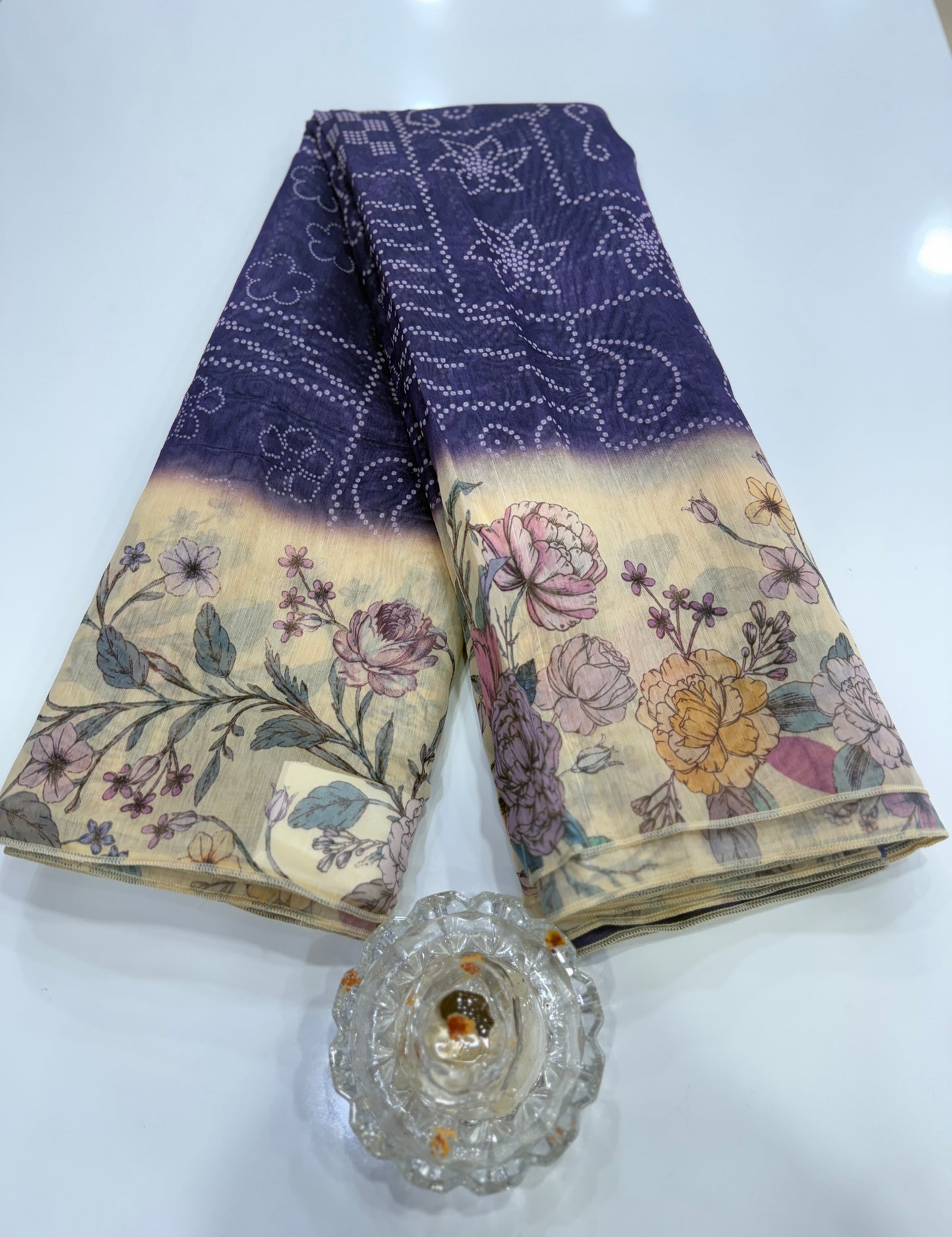 Cotton Chanderi Silk Floral Printed Saree with Blouse Piece