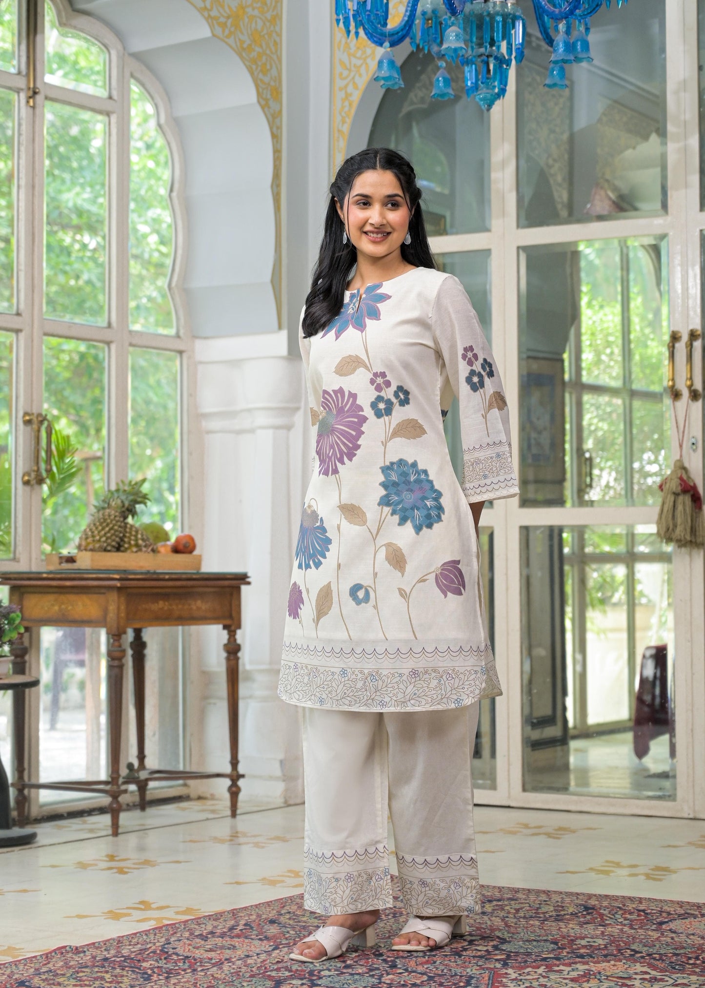 Linen-Cotton Co-Ord Set with Tailored Top and Bottom – Casual and Workwear Ethnic Set for Women (M to 3XL)