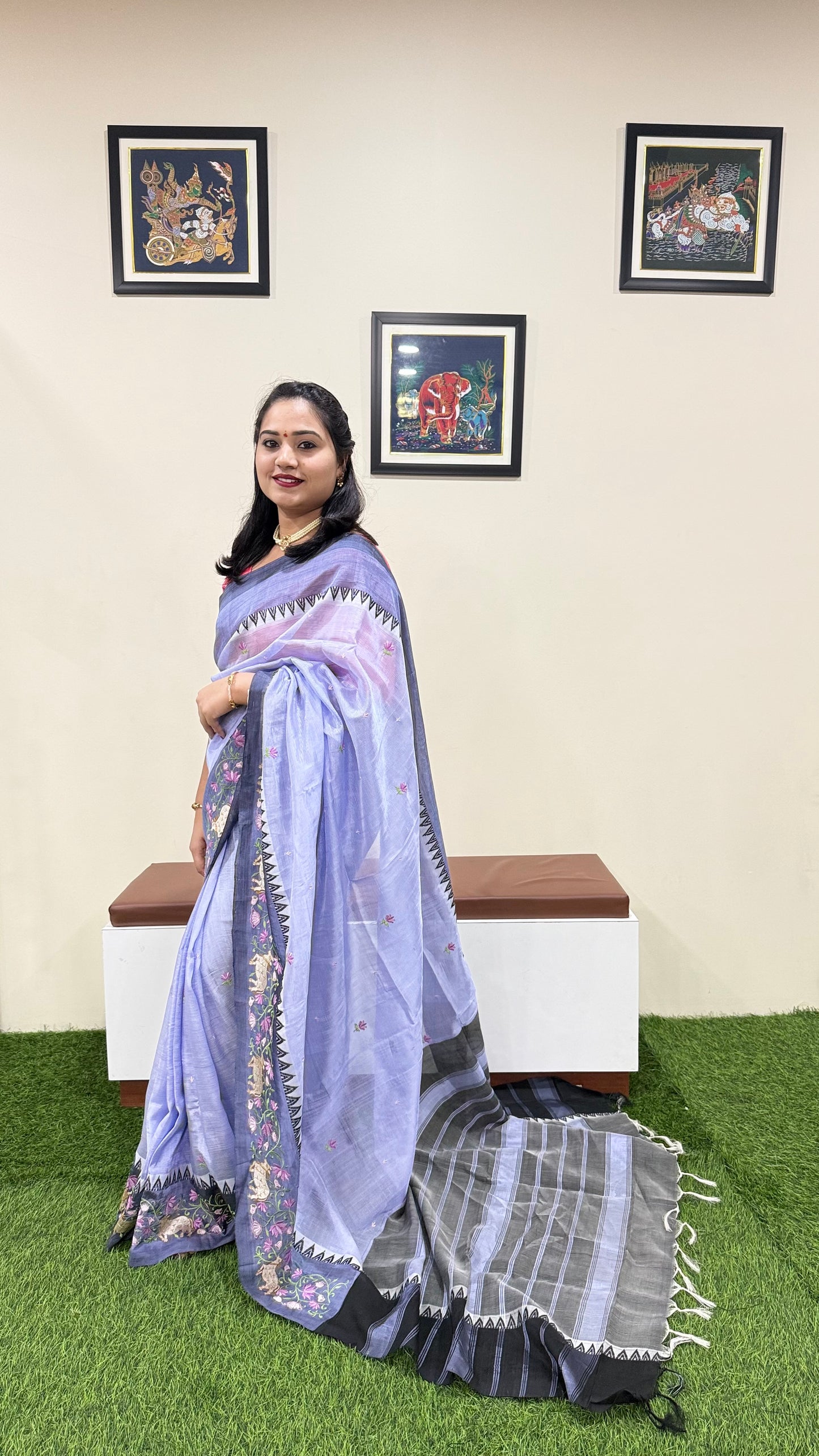 Temple Mangalgiri Pure Pattu Handloom Silk Saree with Embroidery Border