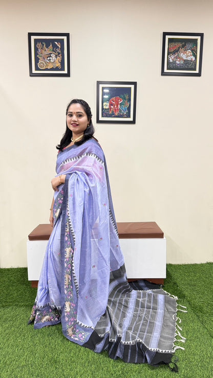 Temple Mangalgiri Pure Pattu Handloom Silk Saree with Embroidery Border