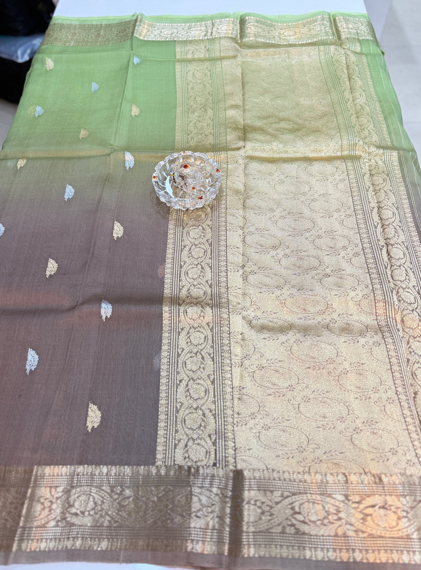 Banarasi handloom pure kora organza saree with kaduwa zari weaving and silkmark certified blouse
