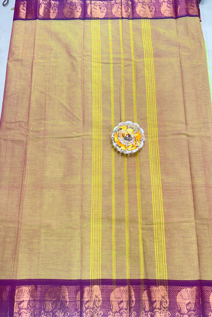 Chettinad Pure Cotton Saree with Zari Border – 80 Count, 20 Colours, 5.5m Length