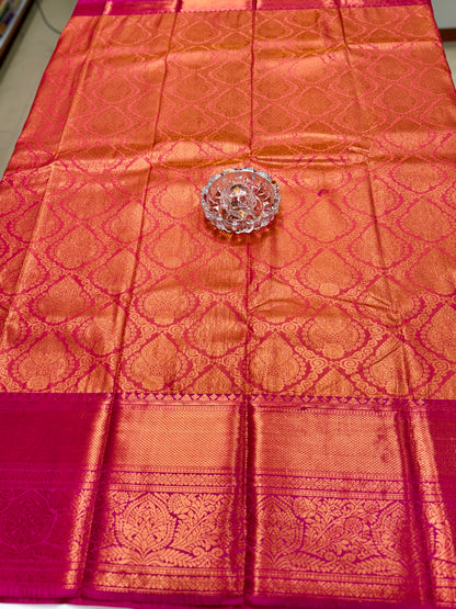 Bridal Kanchipuram Style Silk Saree with Rich Zari Border – Festive Wear