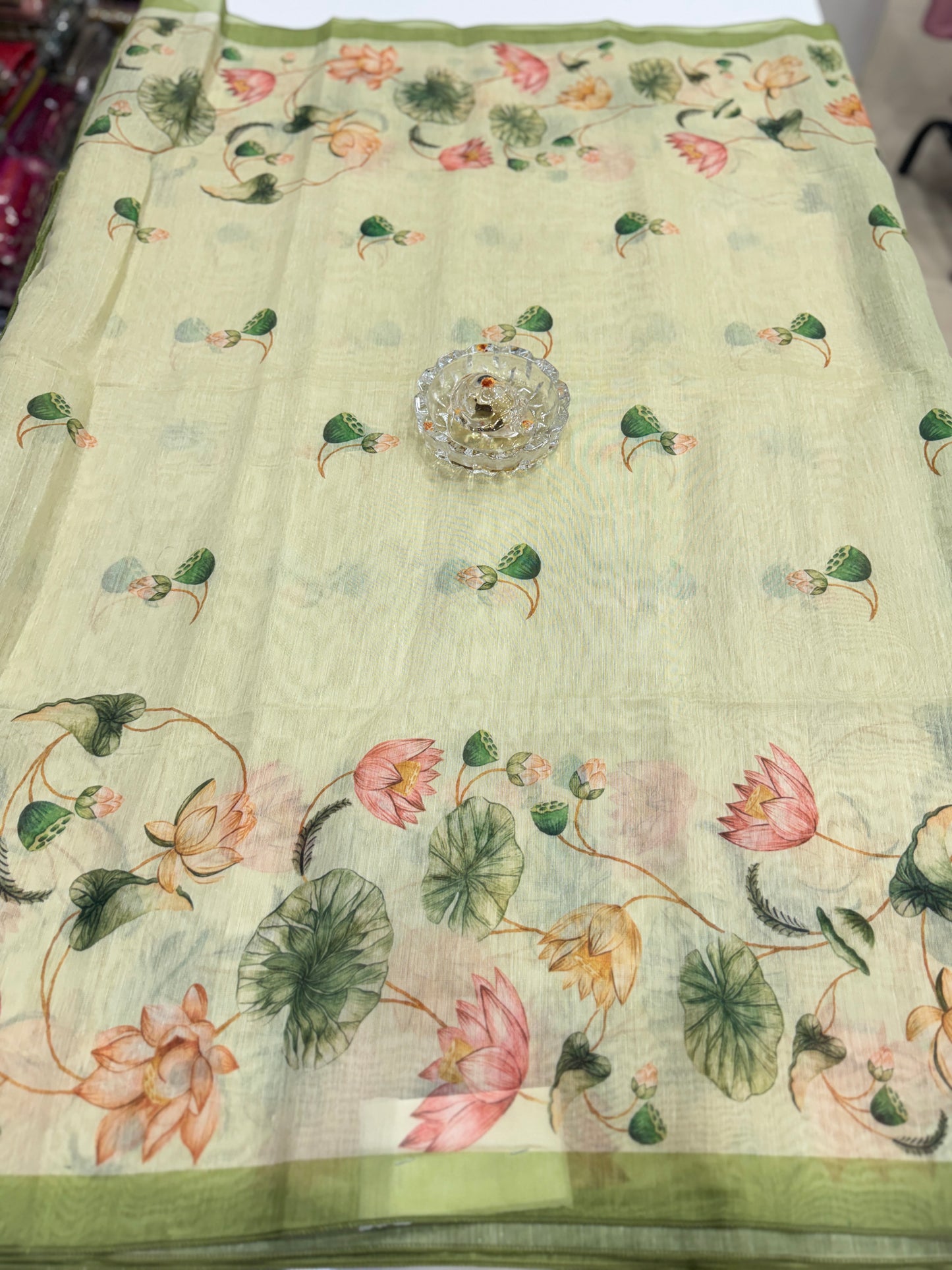 Cotton Chanderi Silk Floral Printed Saree with Blouse Piece